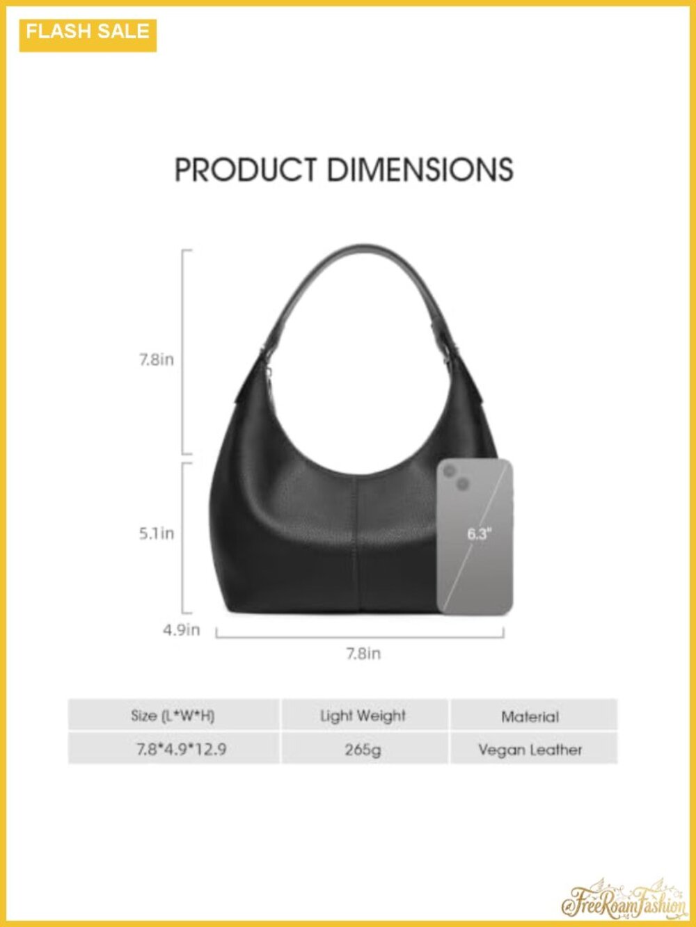 Vegan Leather Hobo Handbag for Women Y2K Clutch Shoulder Bag Tote Purse - Picture 3 of 6